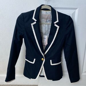 Banana Republic 00 petite navy blue blazer with white trim